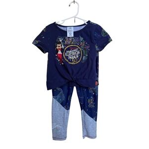 Disneyland Main‎ Street Electrical Parade Set Top Pants Girls Glow Dark Size 5/6